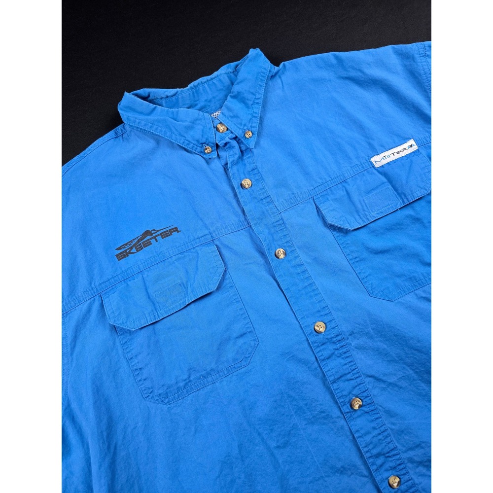 MiiiTex Skeeter Boats Fishing Shirt Mens 2XL Blue Short Sleeve Ventilated Cotton